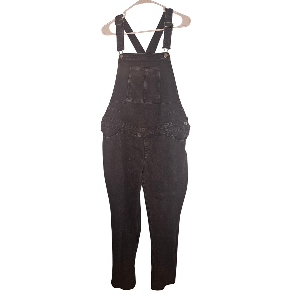 Savi Parker Maternity Overalls Black Denim Bib Pants Womens Large Mama To‎ Be